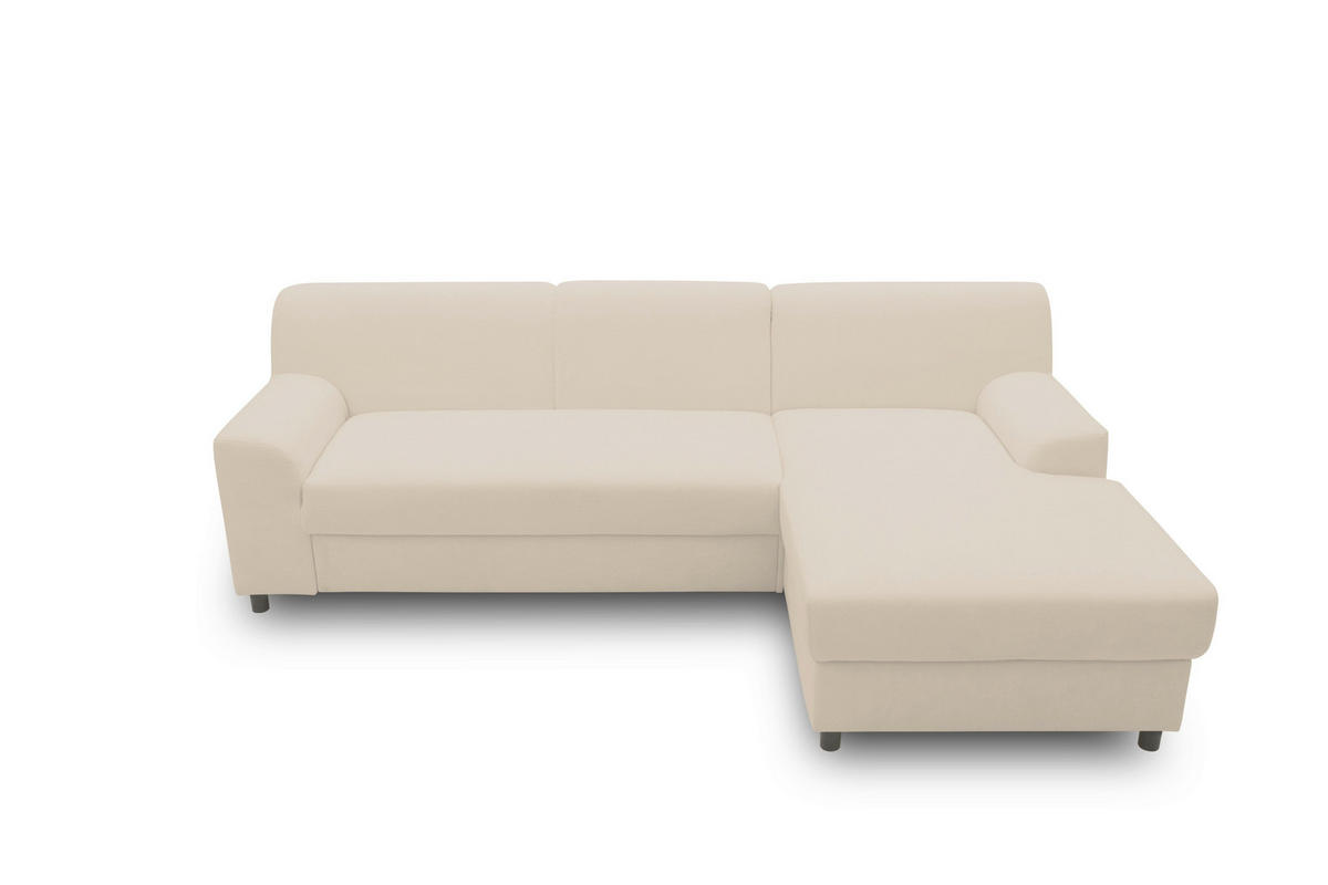 ECKSCHLAFSOFA  CAPRI 2 Beige Mikrofaser  - Beige/Schwarz, Basics, Kunststoff/Textil (241/146cm) - MID.YOU