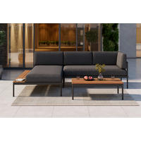 LOUNGEGARNITUR 149/99 cm Akazie massiv Aluminium  - Grau/Akaziefarben, MODERN, Holz/Textil (149/99cm) - Ambia Garden