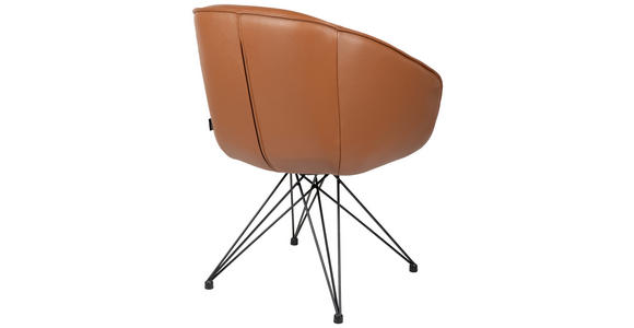 ARMLEHNSTUHL  in Eisen Echtleder pigmentiert  - Cognac/Schwarz, Design, Leder/Metall (59,5/83,5/63,5cm) - Belluti