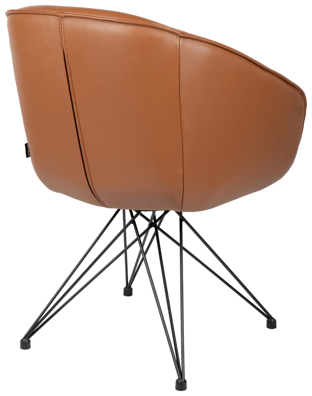 ARMLEHNSTUHL  in Eisen Echtleder pigmentiert  - Cognac/Schwarz, Design, Leder/Metall (59,5/83,5/63,5cm) - Emilio Belluti