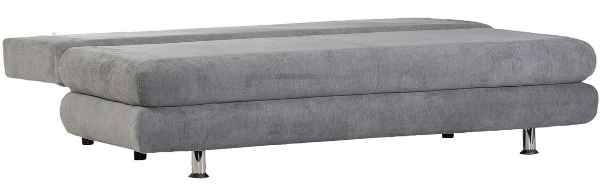 SCHLAFSOFA in Webstoff Grau, Hellgrau  - Chromfarben/Hellgrau, Design, Kunststoff/Textil (196/74/90cm) - Carryhome