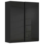SCHWEBETÜRENSCHRANK 162/223/68 cm 2-türig Schwarz  - Schwarz, KONVENTIONELL, Glas/Holzwerkstoff (162/223/68cm) - Novel