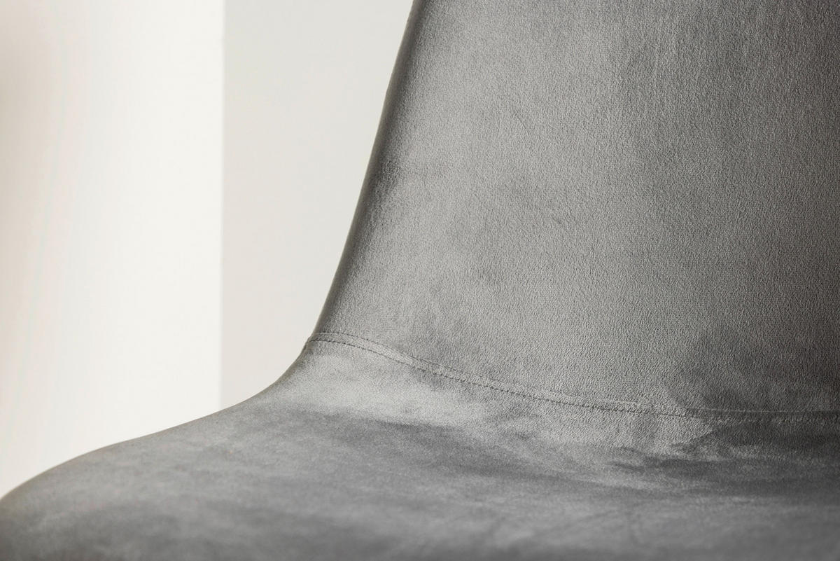 STUHL-SET 2 Stück  in Stahl Samt Metall, Textil  - Schwarz/Grau, Design, Textil/Metall (42,5/88/53cm) - Livetastic
