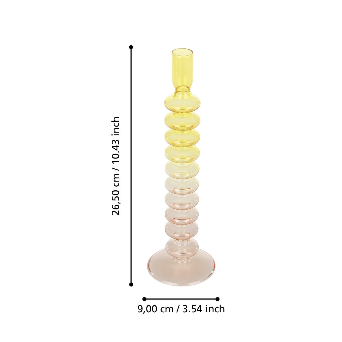 STABKERZENHALTER - Pink/Gelb, LIFESTYLE, Glas (9/29,5cm)