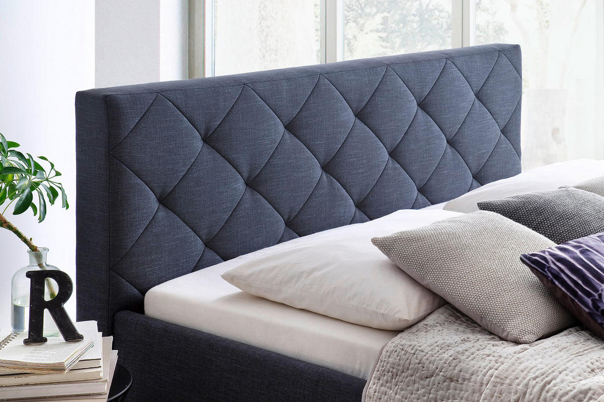 POLSTERBETT 180/200 cm,  in Anthrazit,  - Chromfarben/Anthrazit, KONVENTIONELL, Textil/Metall (180/200cm) - Livetastic