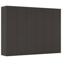 DREHTÜRENSCHRANK 301/223/61 cm,  in Graphitfarben, 6 Tür(en)  - Graphitfarben, Basics, Holzwerkstoff/Metall (301/223/61cm) - Novel