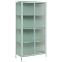 VITRINE  in Mintgrün  - Goldfarben/Mintgrün, Design, Glas/Metall (80/160/40cm) - MID.YOU