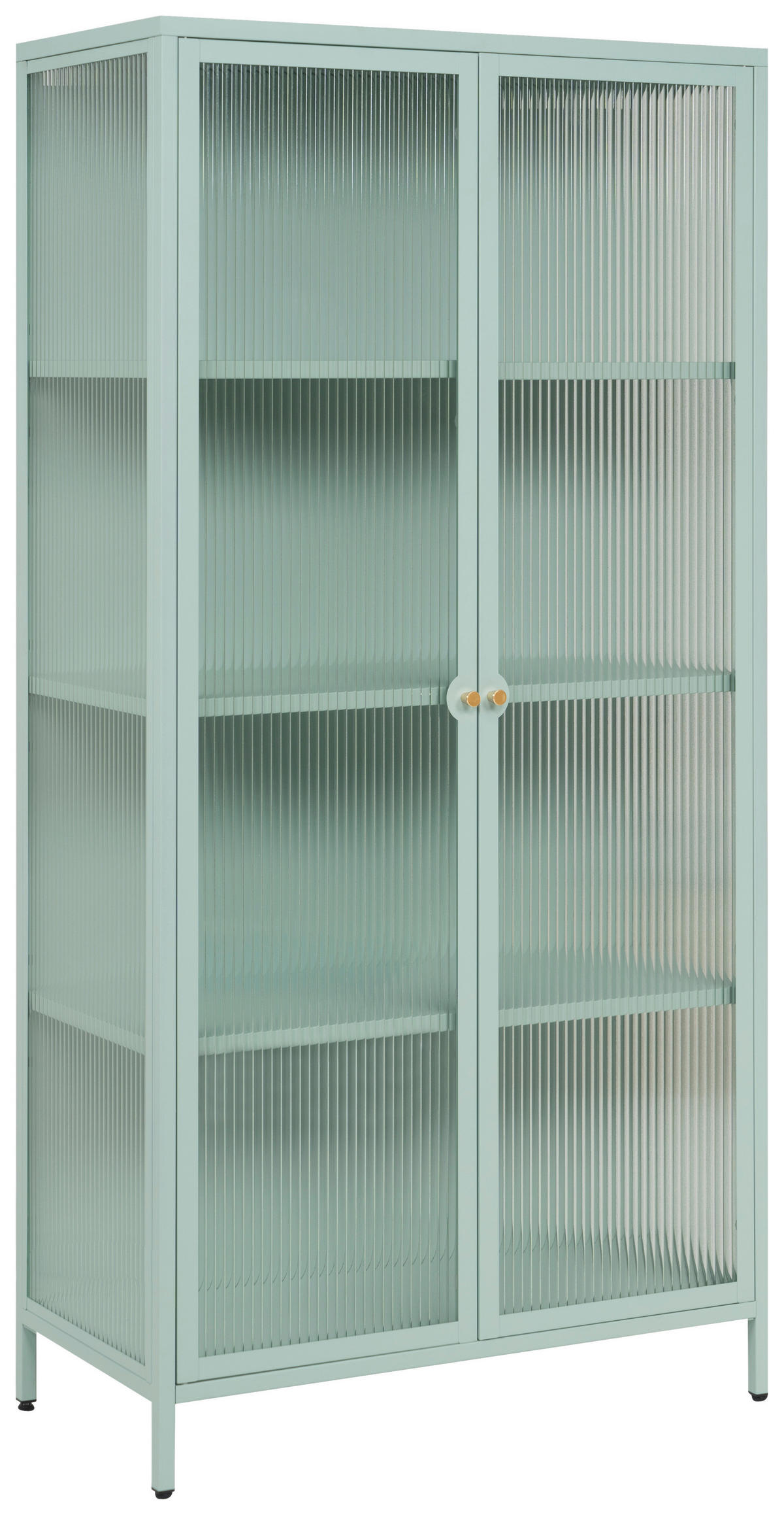 VITRINE  in Mintgrün  - Goldfarben/Mintgrün, Design, Glas/Metall (80/160/40cm) - MID.YOU