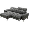 ECKSOFA inkl. Funktionen Dunkelgrau Chenille  - Edelstahlfarben/Dunkelgrau, Design, Textil/Metall (105-178/266cm) - Xora