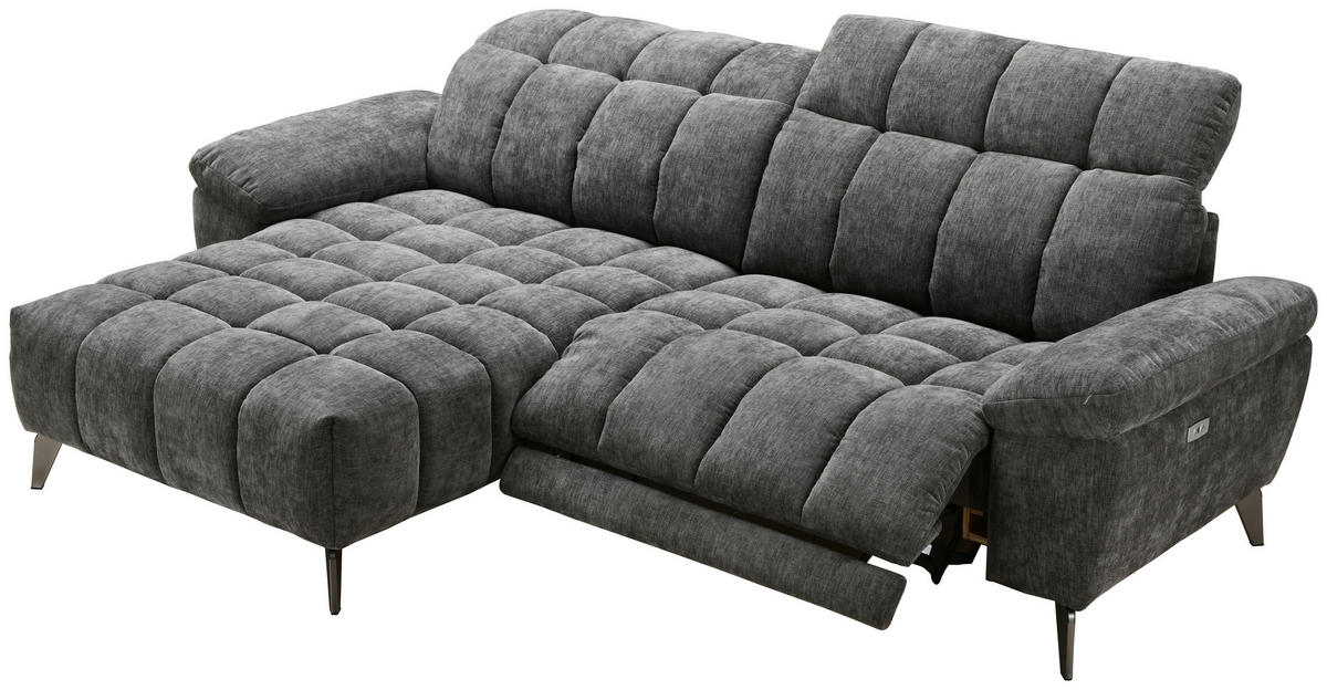 COLȚAR metal, textil gri închis  - gri închis/culoare inox, Design, metal/textil (105-178/266cm) - Xora