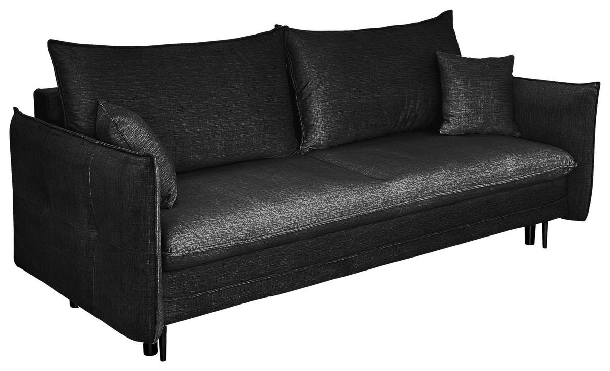 SCHLAFSOFA Flachgewebe Schwarz  - Schwarz, Design, Holz/Kunststoff (216/96/102cm) - MID.YOU