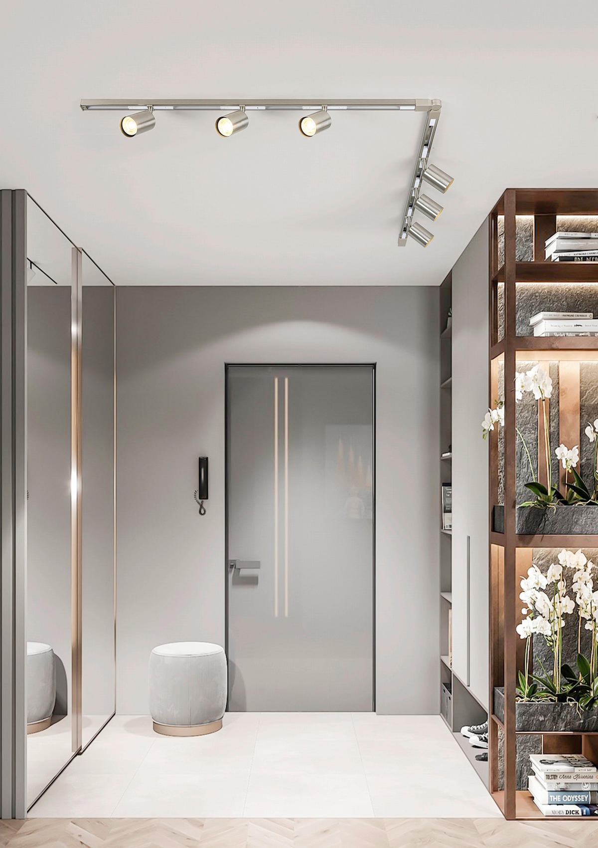 SCHIENENSYSTEM 210/5,5/14 cm  - Nickelfarben, Trend, Kunststoff/Metall (210/5,5/14cm) - Collett's Monde