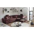 ECKSOFA Aubergine Velours  - Aubergine/Schwarz, KONVENTIONELL, Kunststoff/Textil (275/218cm) - Carryhome