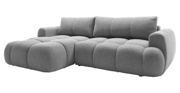 ECKSOFA Hellgrau Struktur  inkl. Rückenkissen, Bettkasten, Schlaffunktion, Rücken echt, Liegefläche im Originalstoff  - Hellgrau/Schwarz, KONVENTIONELL, Kunststoff/Textil (172/272cm) - Carryhome