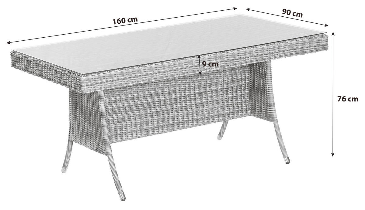 GARTENTISCH Metall, Kunststoff Grau, Beige rechteckig  - Beige/Grau, MODERN, Kunststoff/Metall (160/90/76cm) - Gardenson
