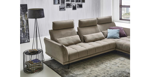 ECKSOFA in Mikrofaser Hellbraun  - Hellbraun/Schwarz, KONVENTIONELL, Textil/Metall (285/178cm) - Carryhome