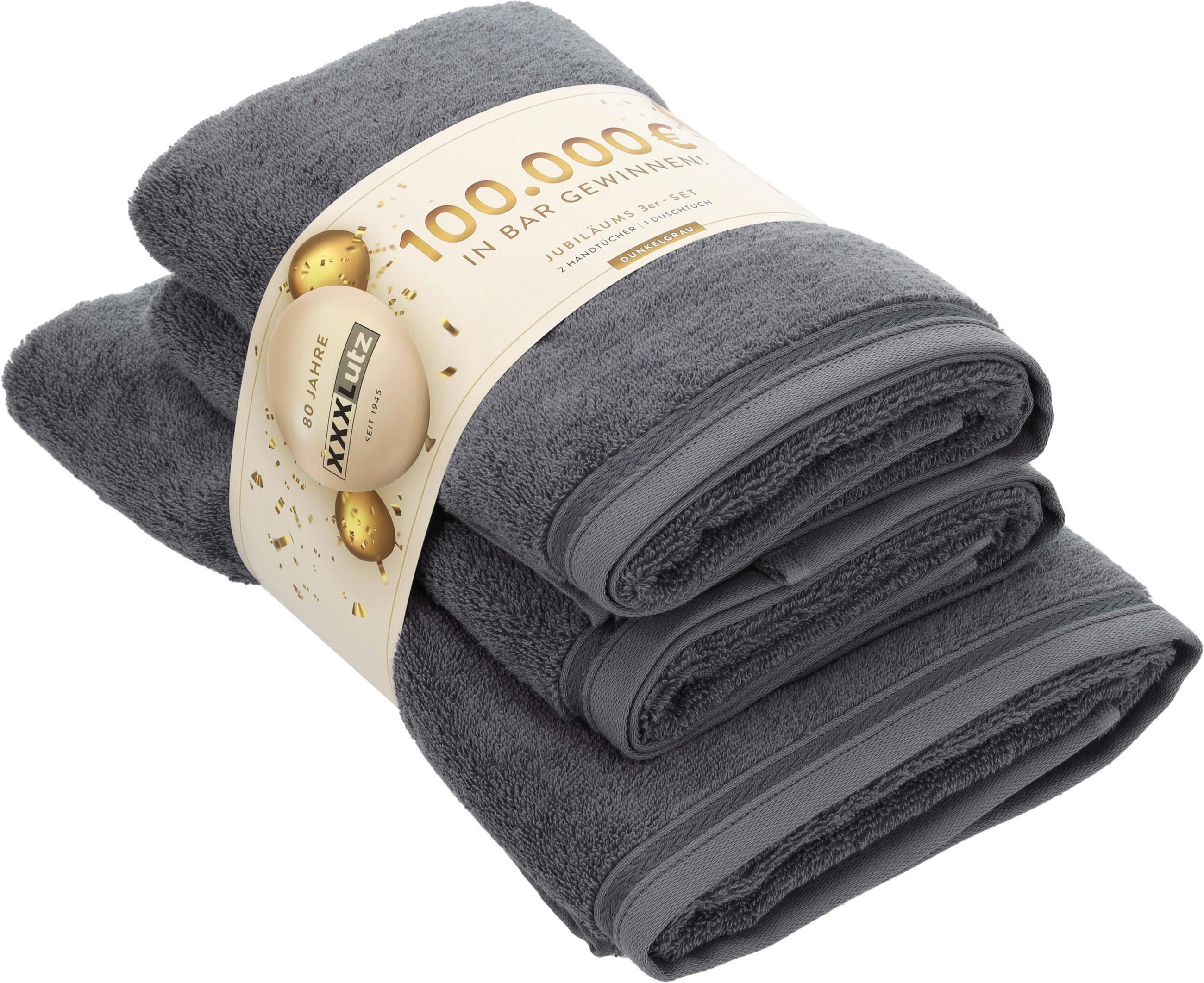 FROTTIERSET Jubiläums Set DE Dunkelgrau 3-teilig  - Dunkelgrau, Basics, Textil - Vossen