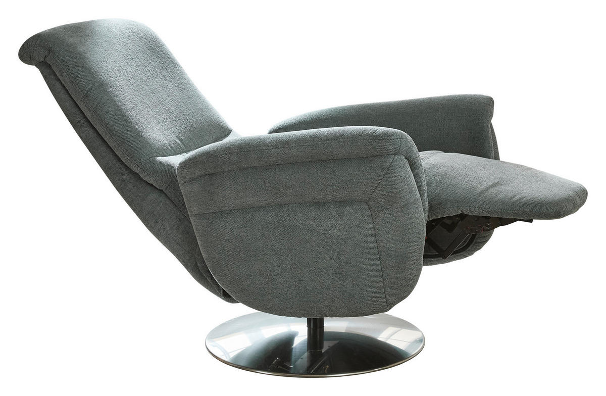 RELAXSESSEL Textil Blaugrau  - Edelstahlfarben/Blaugrau, Konventionell, Textil/Metall (79/112/94cm) - Beldomo Premium