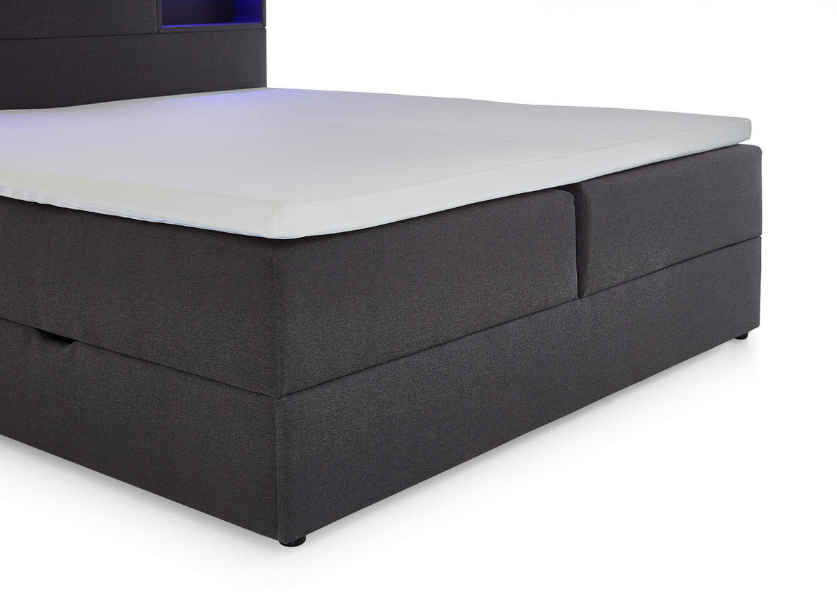 BOXSPRINGBETT 180/200 cm  in Anthrazit  - Anthrazit/Schwarz, Design, Holz/Textil (180/200cm) - Xora