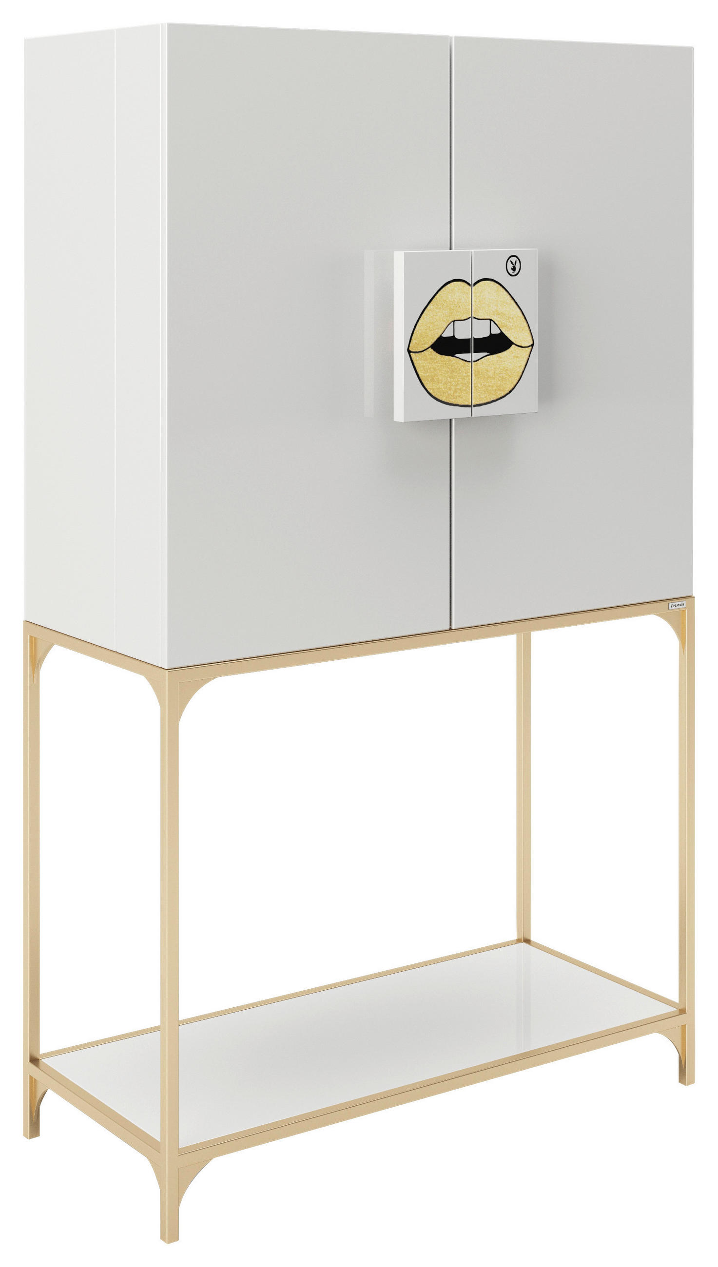 BARSCHRANK Weiß  - Goldfarben/Weiß, LIFESTYLE, Glas/Holzwerkstoff (100/170/45cm) - Playboy
