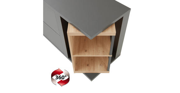 SIDEBOARD in 160/83,8/40,4 cm - Schwarz/Eiche Artisan, KONVENTIONELL, Holzwerkstoff/Metall (160/83,8/40,4cm) - Hom`in