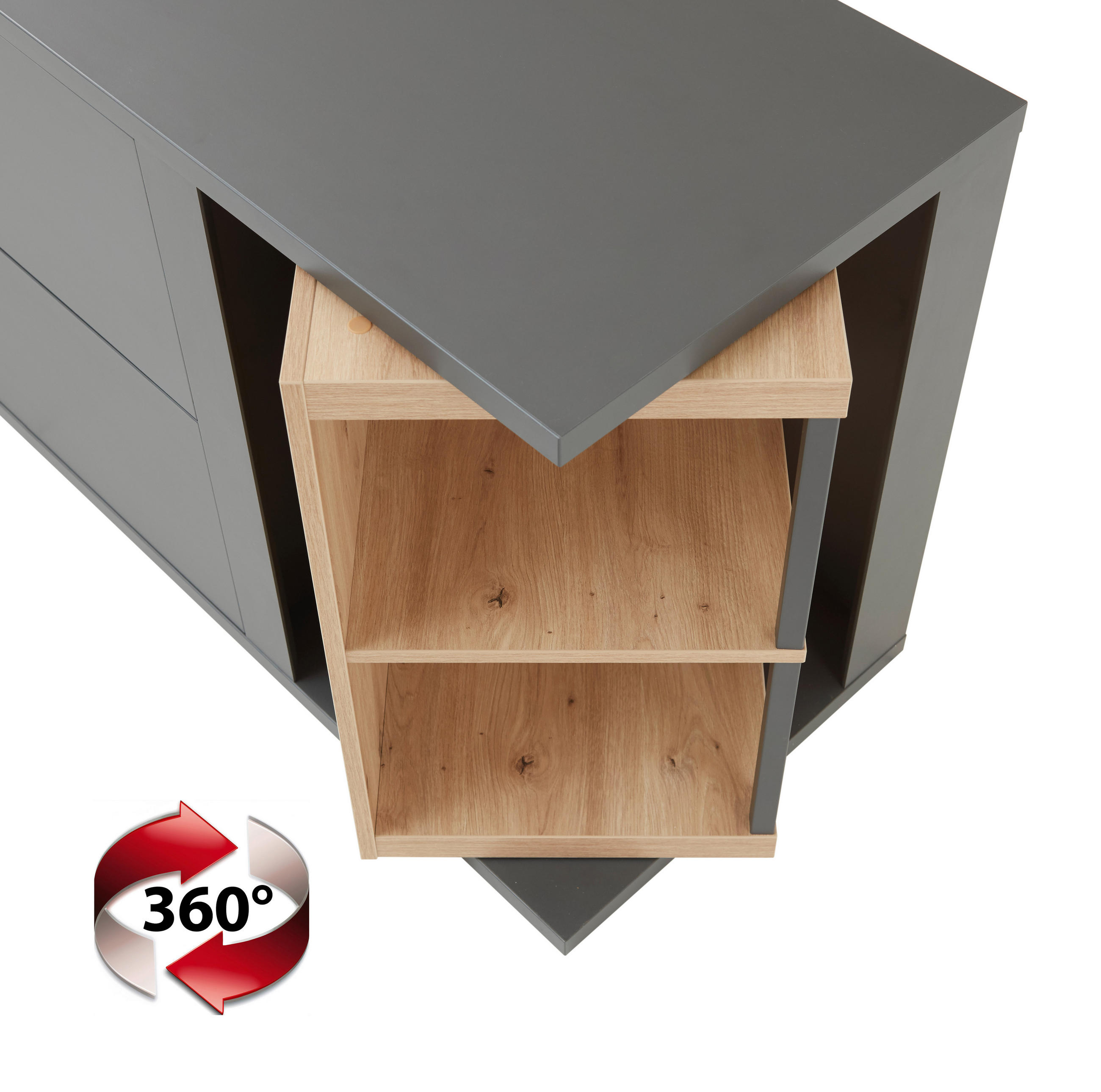 SIDEBOARD  in 160/83,8/40,4 cm  - Schwarz/Eiche Artisan, KONVENTIONELL, Holzwerkstoff/Metall (160/83,8/40,4cm) - Hom`in