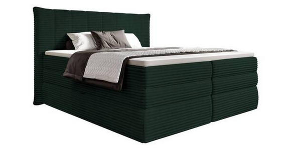 BOXSPRINGBETT 180/200 cm in Dunkelgrün - Dunkelgrün/Schwarz, Design, Kunststoff/Textil (180/200cm) - Esposa