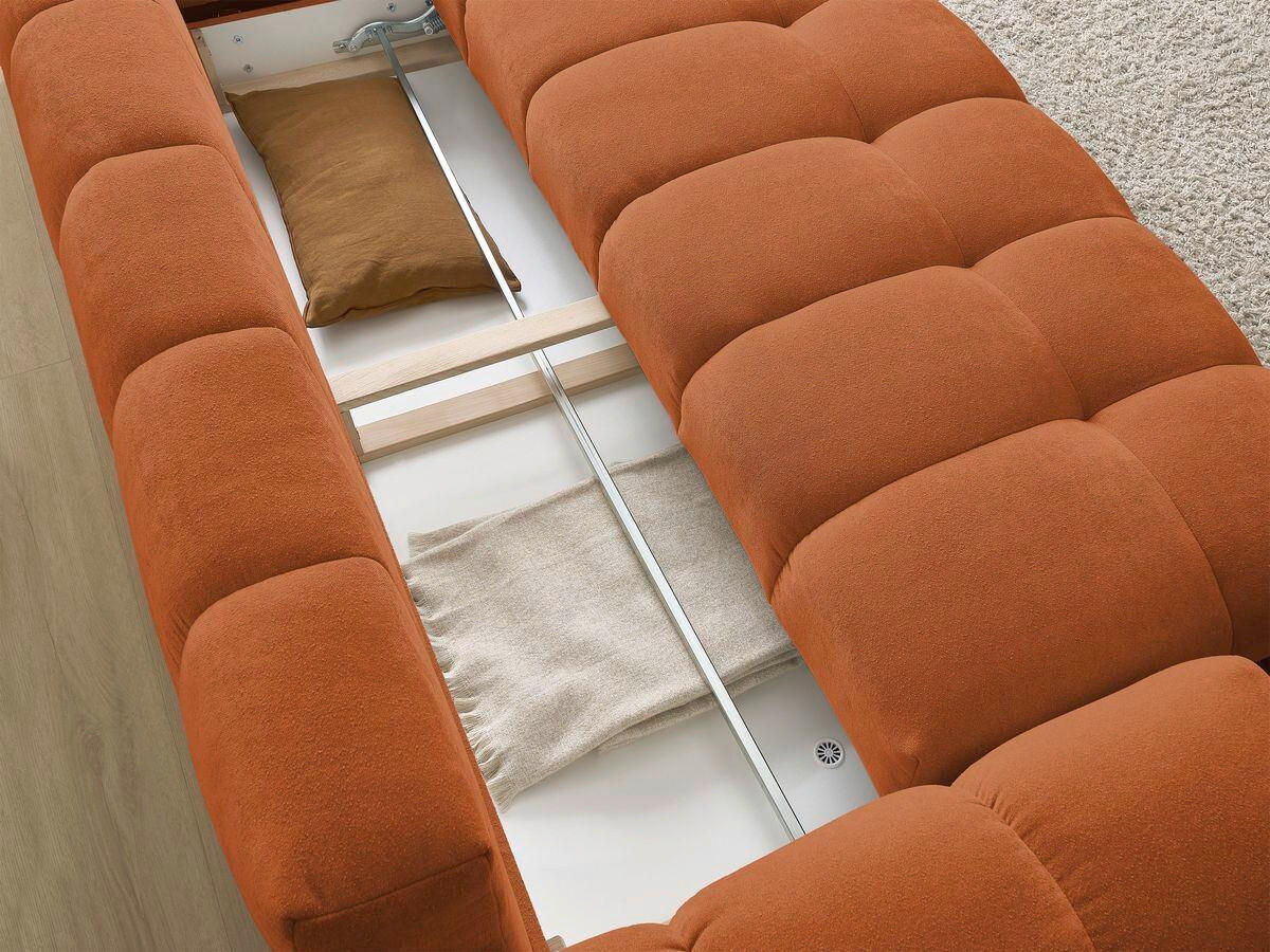 SCHLAFSOFA EVEREST  mit Rücken echt, Armteil links, Armteil rechts Struktur Orange  - Schwarz/Orange, MODERN, Kunststoff/Textil (278/90/115cm)