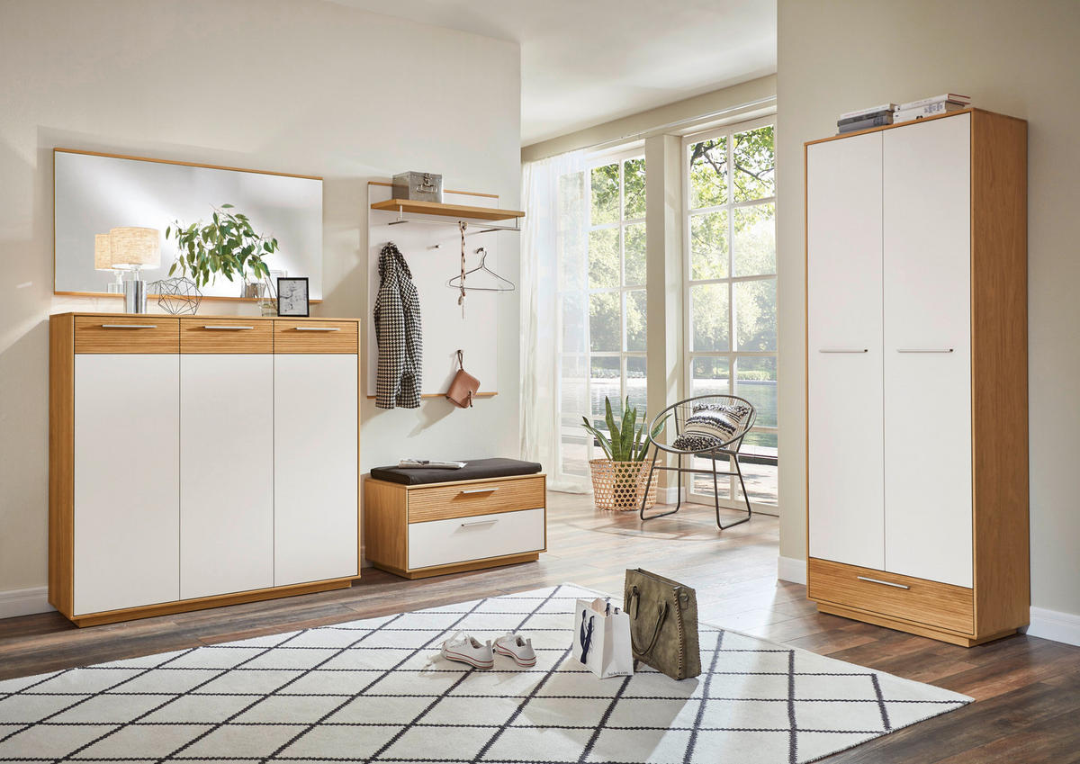 GARDEROBE 5-teilig  in 215/195/40 cm  - Eichefarben/Anthrazit, Design, Glas/Holz (215/195/40cm)