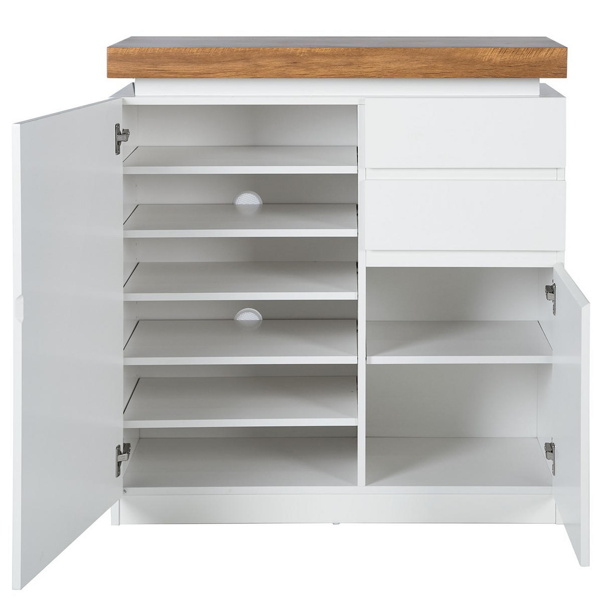SCHUHSCHRANK Weiß, Eichefarben  - Eichefarben/Weiß, Design, Holzwerkstoff (91/97/38cm) - Livetastic