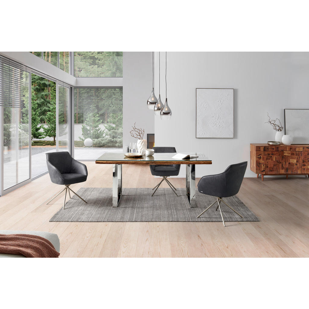 Thumbnail - Livetastic Esstisch, Natur, Holz, Metall, Glas, Altholz,Altholz, Holz, rechteckig, U-Form, 180x76x100 cm, Esszimmer, Tis...