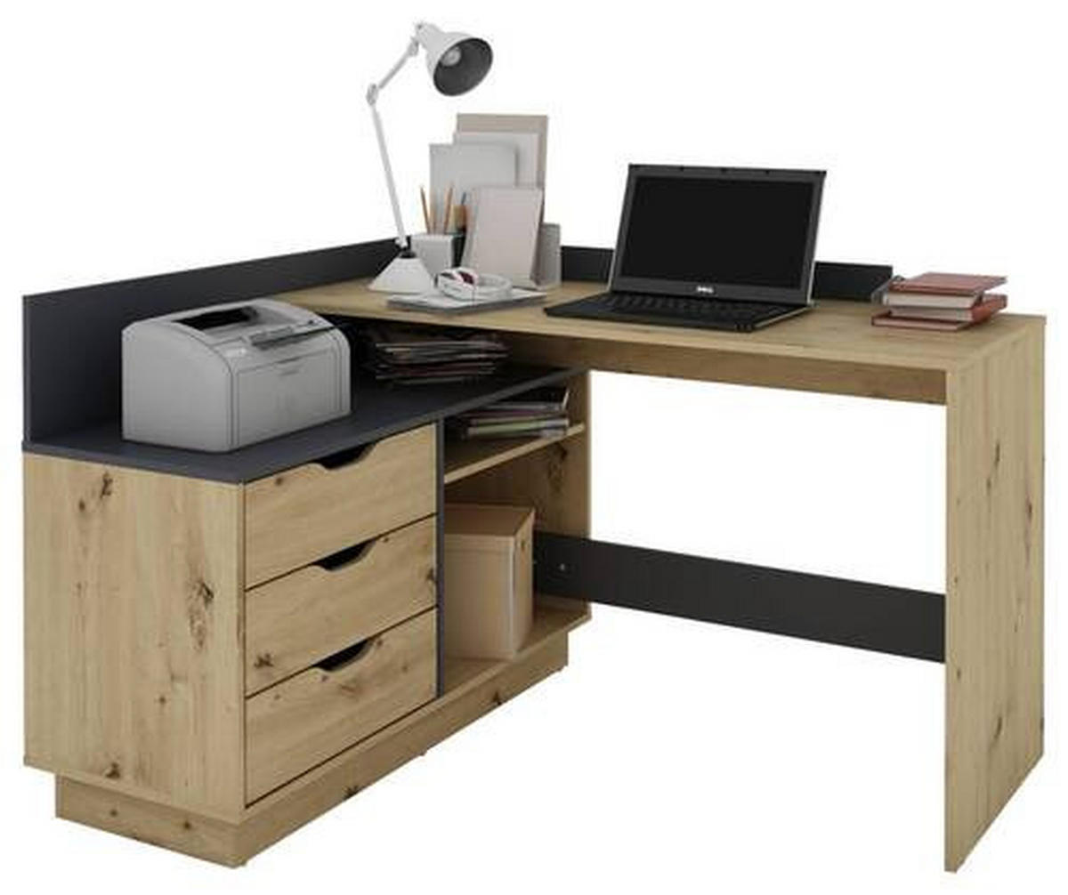 ECKSCHREIBTISCH 129/105/84 cm  in Anthrazit, Eiche Artisan  - Anthrazit/Eiche Artisan, LIFESTYLE, Holzwerkstoff (129/105/84cm) - MID.YOU