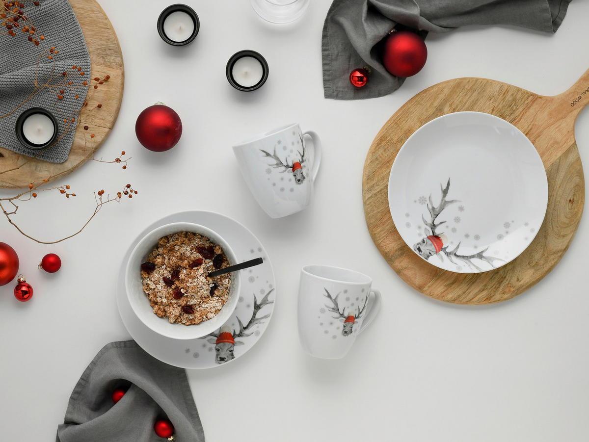 KOMBISERVICE Weiß 18-teilig Hirsch  - Weiß, Basics, Keramik - Creatable