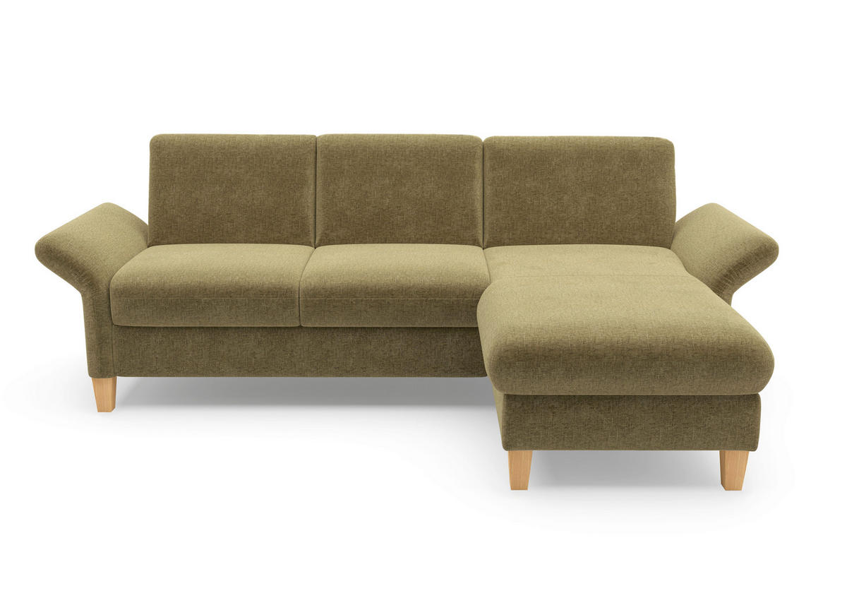 ECKSOFA ROCHELLE E Olivgrün Flachgewebe  - Eichefarben/Olivgrün, KONVENTIONELL, Holz/Textil (251/164cm) - Sit & More