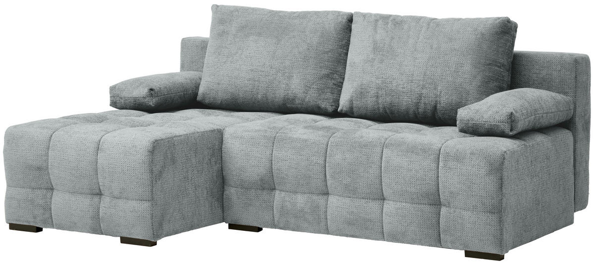 ECKSOFA in Chenille Grau  - Schwarz/Grau, MODERN, Kunststoff/Textil (145/204cm) - home24