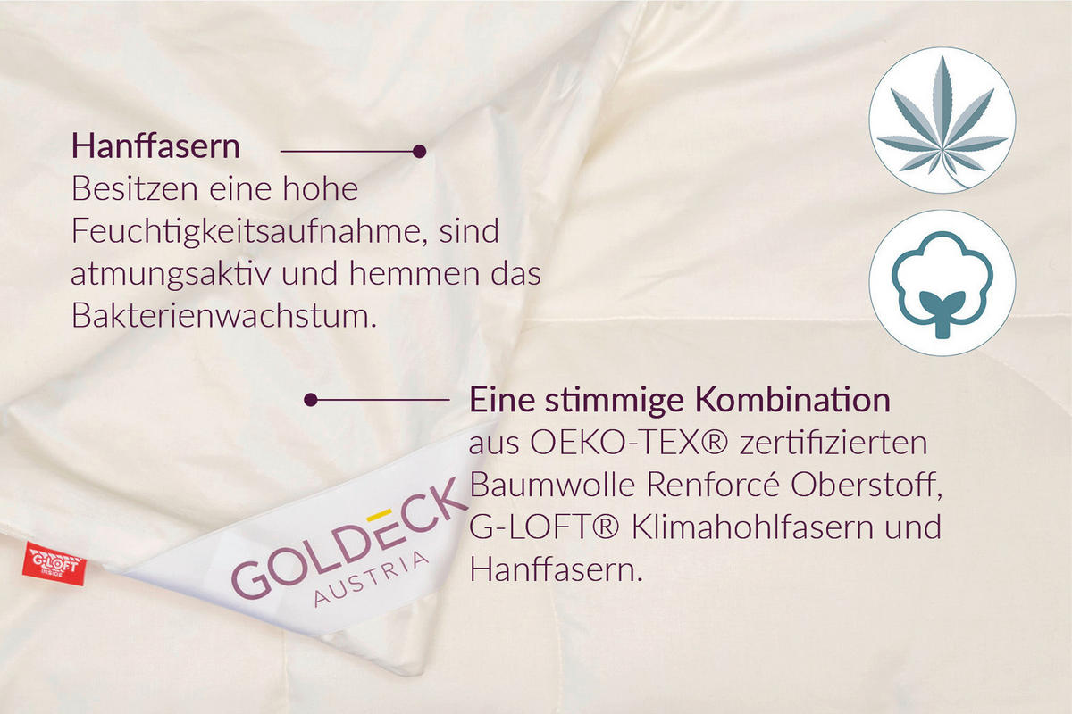 HANF-GANZJAHRESDECKE 140/220 cm Hanf Aktiv  - Champagner, Basics, Naturmaterialien/Textil (140/220cm) - Goldeck Austria