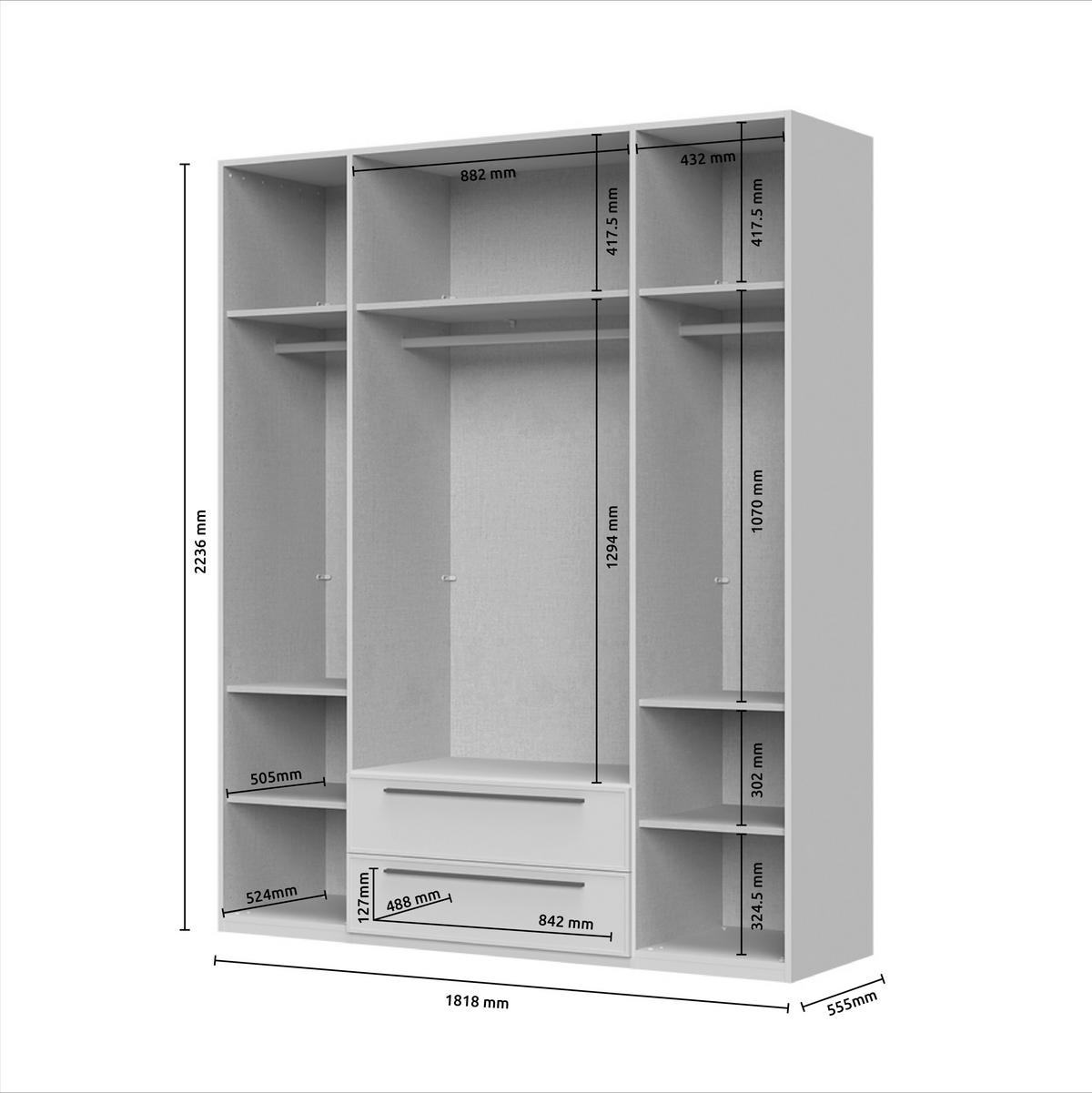 ORMAR SA KLASIČNIM VRATIMA  182/224/56 cm  - Dizajnerski, pločasti materijal/plastika (182/224/56cm)