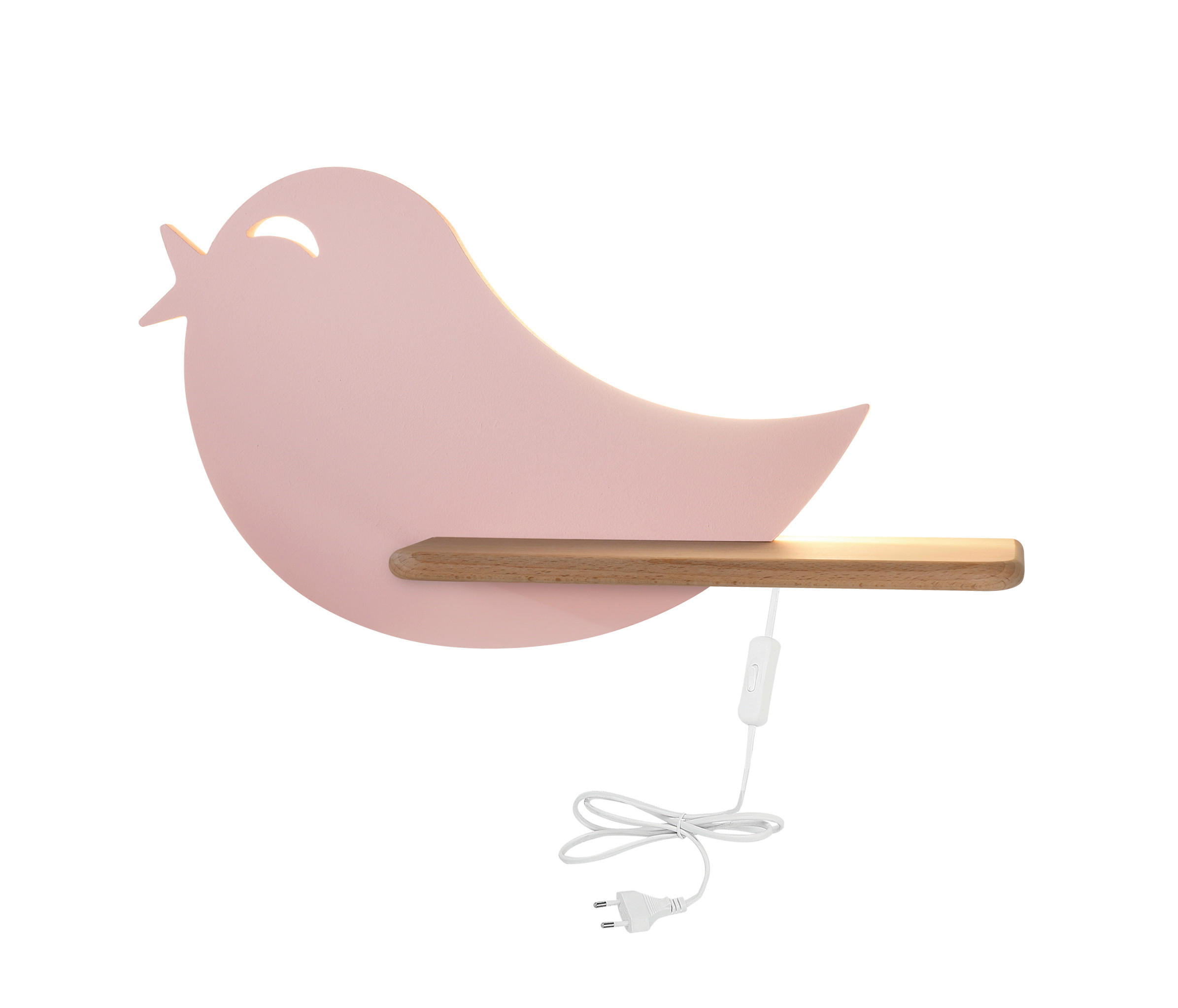 VÄGGLAMPA FÖR BARN Bird 40/12/21.5 cm   - pink, Basics, metall/trämaterial (40/12/21.5cm)
