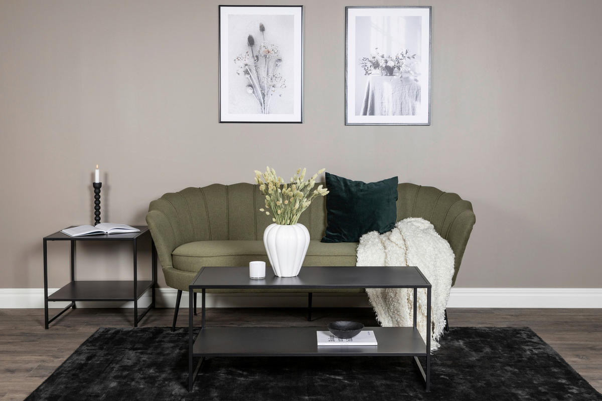 2-SITZER-SOFA Schwarz, Olivgrün  - Schwarz/Olivgrün, Design, Textil/Metall (180/78.5/78cm) - Livetastic