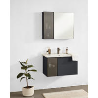 BADEZIMMER 3-teilig  in  - Weiß Hochglanz/Anthrazit, MODERN, Glas/Keramik (80/114/45cm) - MID.YOU