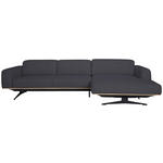 ECKSOFA in Struktur Dunkelblau  - Eichefarben/Schwarz, Design, Holz/Textil (305/163cm) - Novel