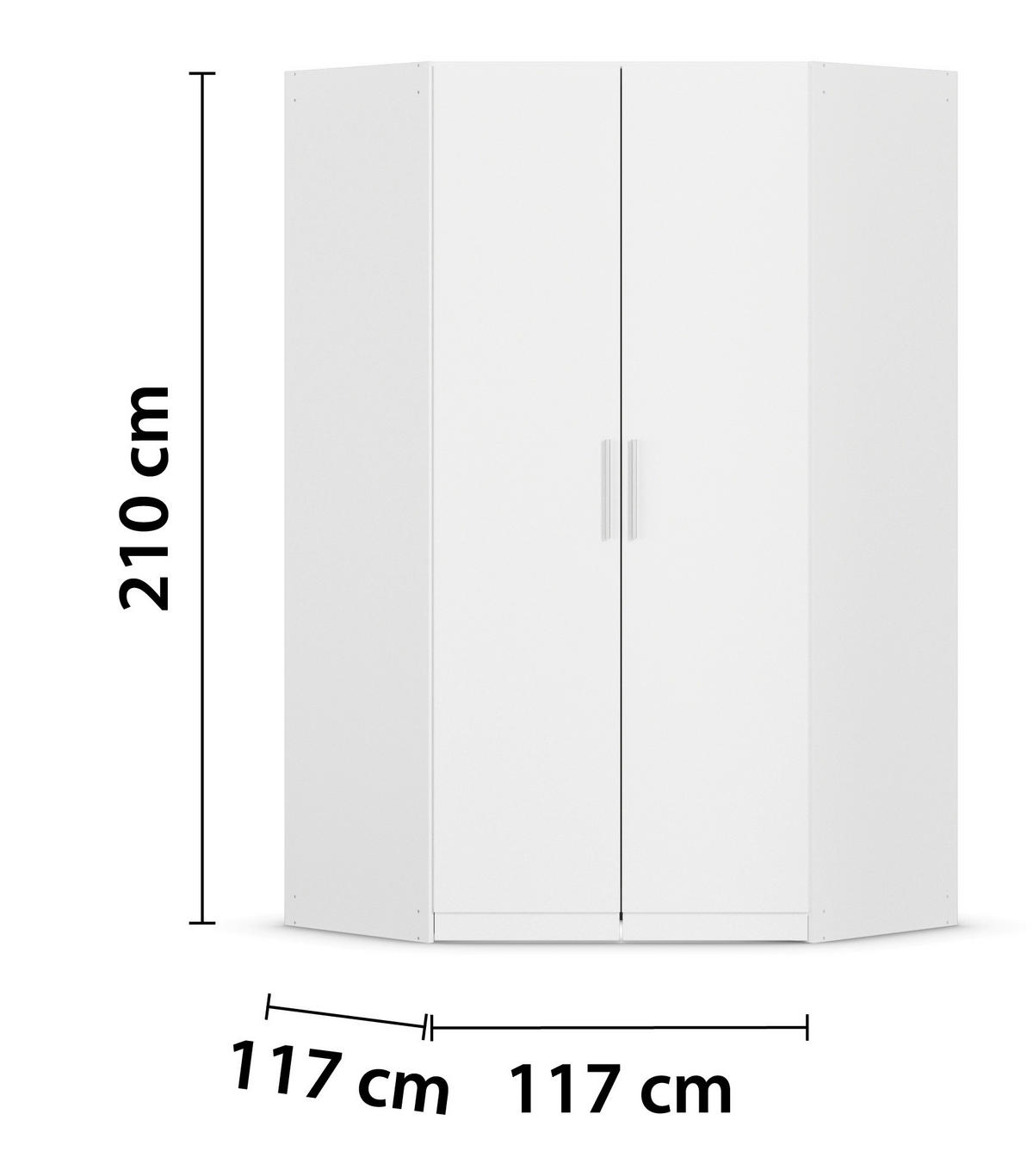 DREHTÜRENSCHRANK 117/210/54 cm,  in Weiß, 2-türig  - Alufarben/Weiß, KONVENTIONELL, Holzwerkstoff/Kunststoff (117/210/54cm) - home24