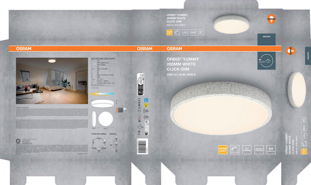 LED-DECKENLEUCHTE 28.5/6.5 cm  - Basics, Metall (28.5/6.5cm) - Osram
