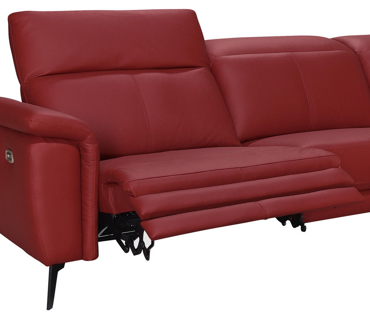 ECKSOFA Rot Echtleder  - Rot/Schwarz, MODERN, Leder/Holz (276/174cm) - Livetastic