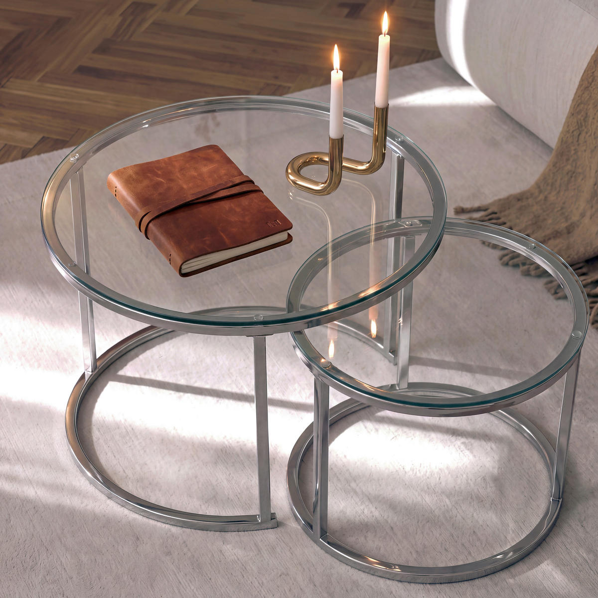SET KLUB STOLIĆA višebojno, srebrne boje, bijela, prozirno  metal, staklo  - bijela/srebrne boje, Design, staklo/metal (50-70/50-70/38-45cm) - MID.YOU