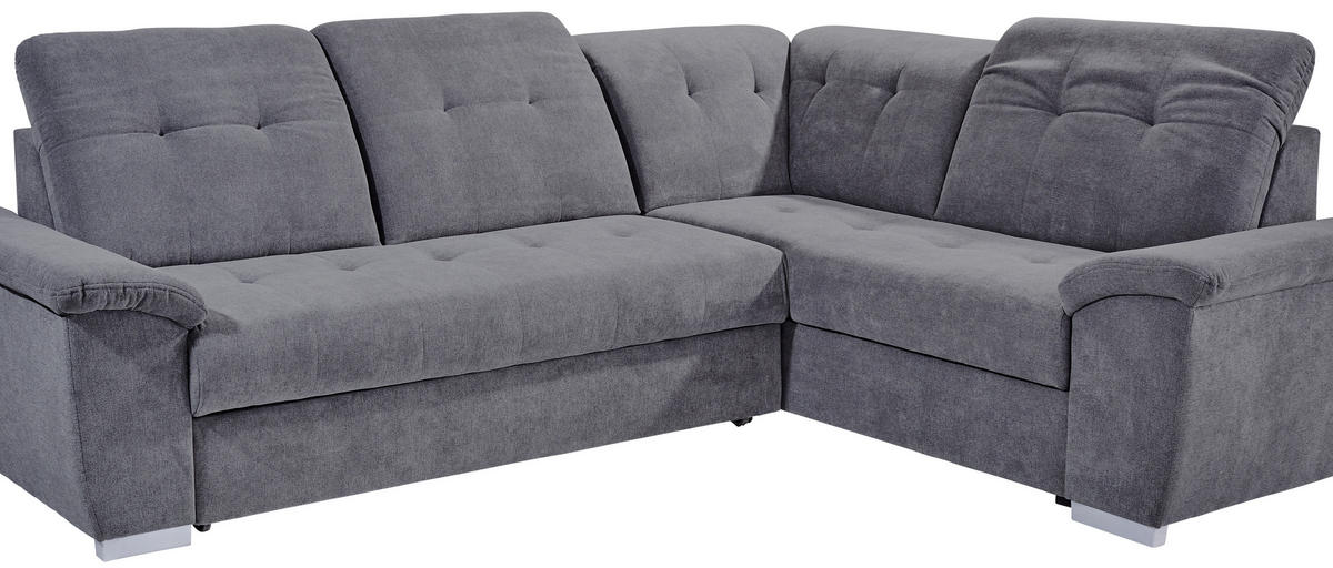 ECKSOFA in Dunkelgrau  - Dunkelgrau/Silberfarben, Design, Kunststoff/Textil (285/206cm) - Livetastic