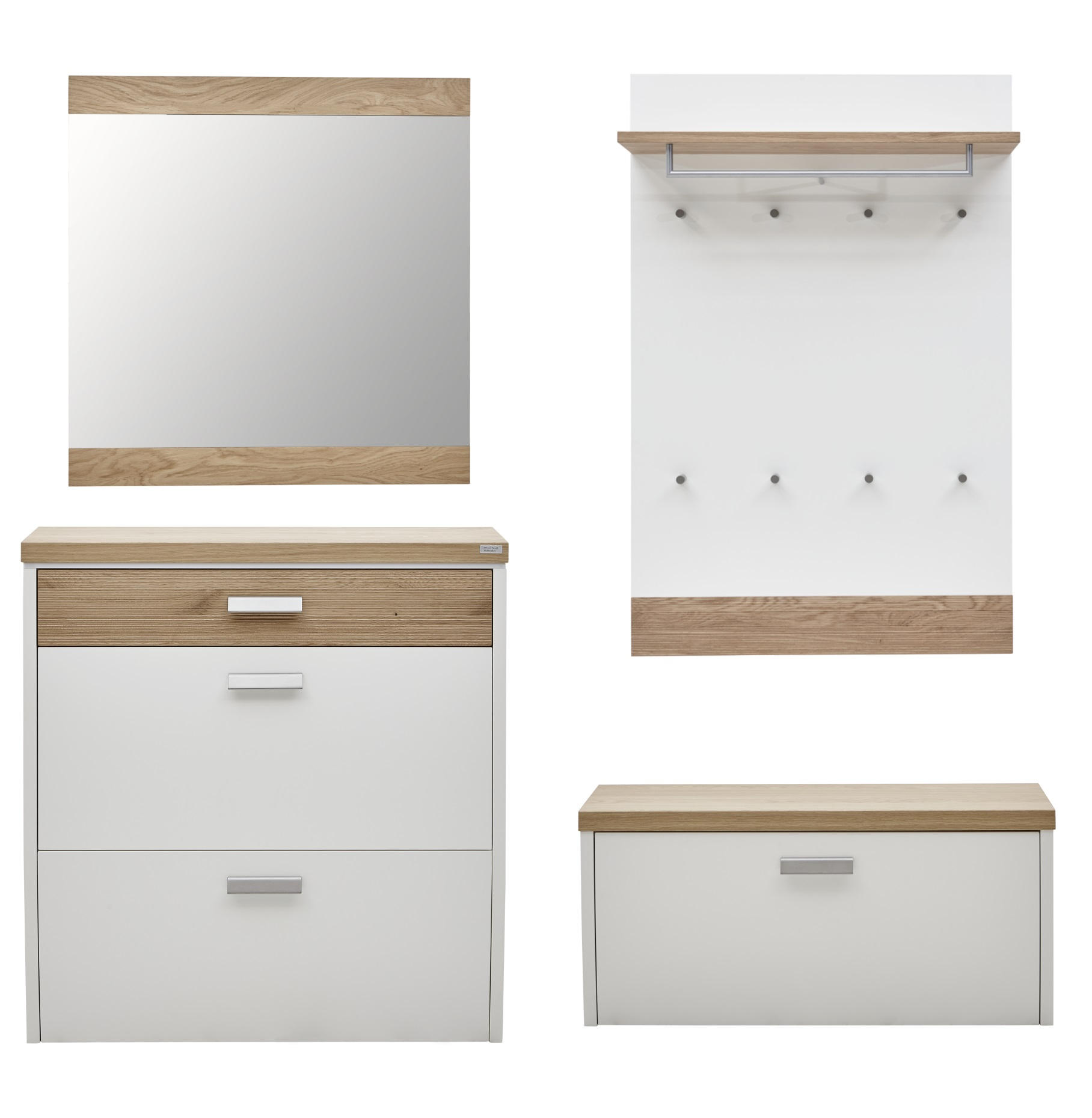GARDEROBE Weiß, Eichefarben - Eichefarben/Weiß, Design, Holz (200/200/32cm) - Dieter Knoll