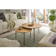 COUCHTISCH Eiche massiv 55/55/33 cm rund Schwarz, Eichefarben  - Eichefarben/Schwarz, Design, Holz/Metall (55/55/33cm) - Linea Natura