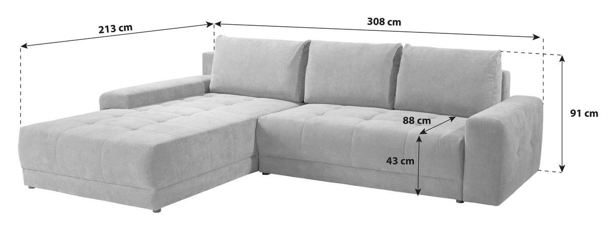 ECKSOFA Grau Webstoff  - Anthrazit/Grau, MODERN, Textil (213/308cm) - MID.YOU