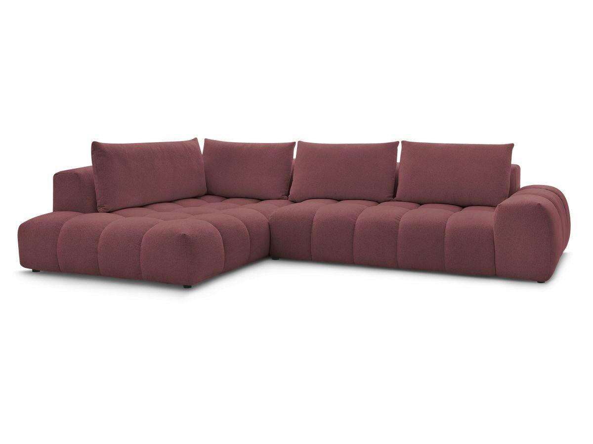 ECKSOFA Ottomane links  EVEREST Rot Flachgewebe  - Rot/Schwarz, MODERN, Kunststoff/Textil (210/352cm) - Livetastic